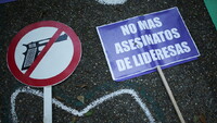 Un letrero durante una protesta en Bogotá, Colombia, el 31 de mayo de 2021 Luisa Gonzalez / Reuters