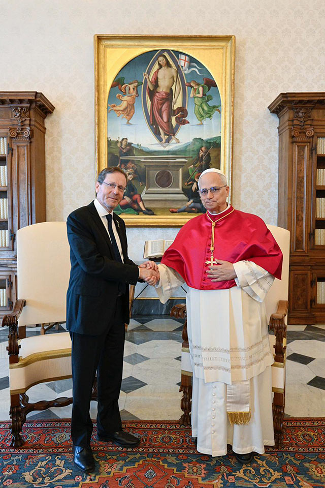 Isaac Herzog y  el Papa León XIV © Imagoeconomica