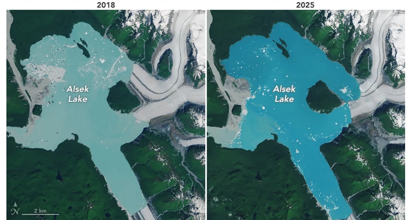 En las imágenes se puede ver como se fue derritiendo el hielo en Alaska.