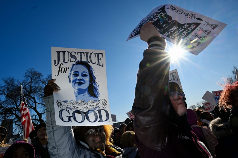 Estudiantes exigen justicia por Renée Good en St Paul, Minnesota, el 14 de enero de 2026. Foto por Joshua Lott, The Washington Post 